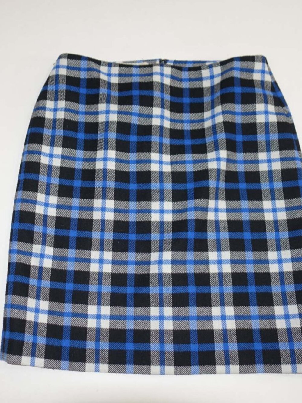 Talbots Women's Straight Pencil Skirt Size 8 Petite Black Black White Plaid 8P
